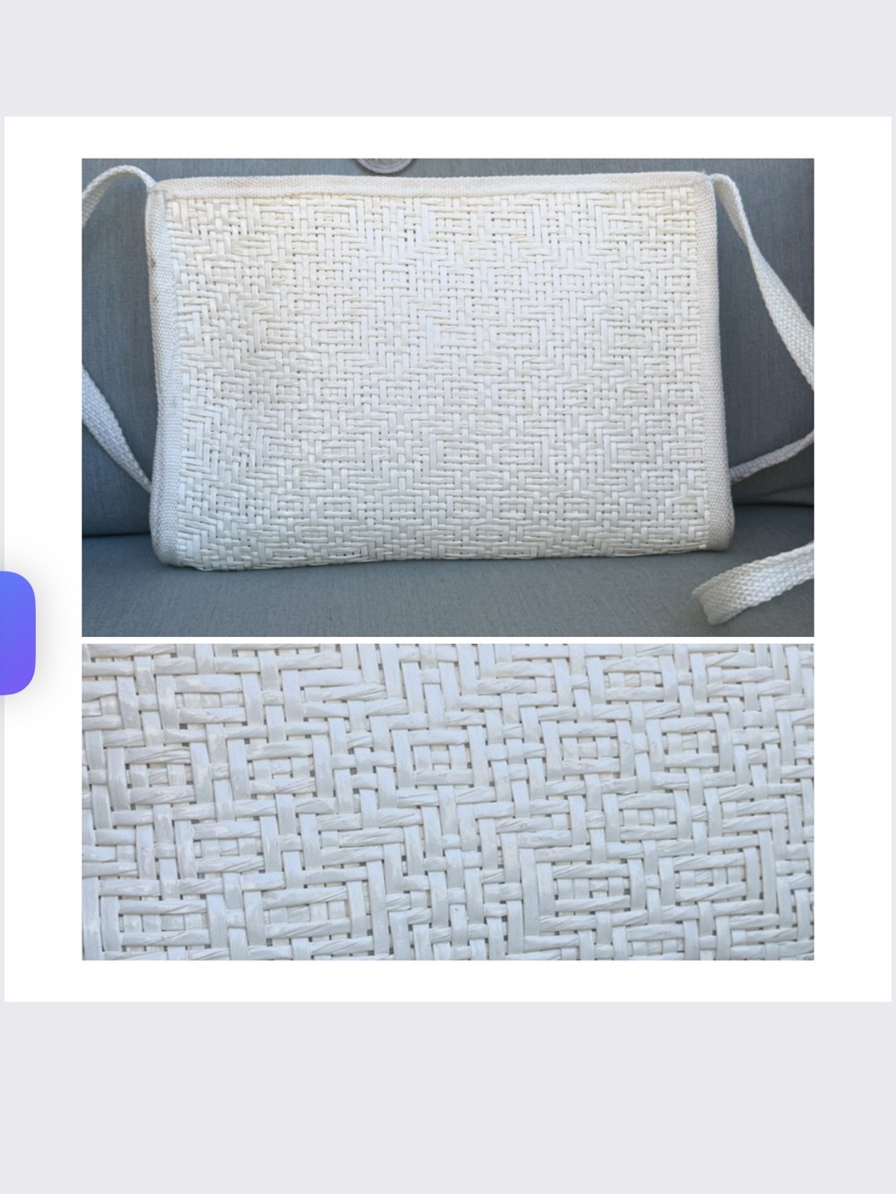 Vintage White Woven Crossbody Bag Made in Italy